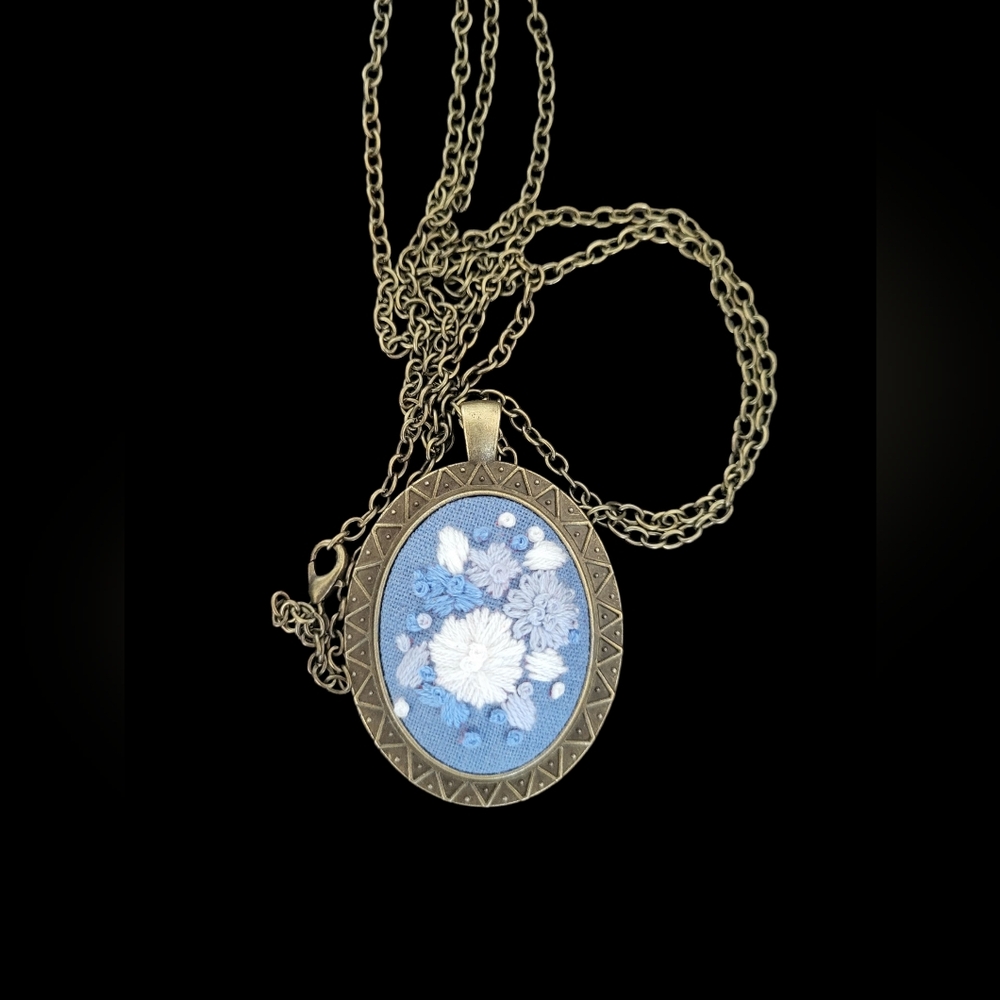 Something Blue Hale Finery Hand Embroidered Necklace